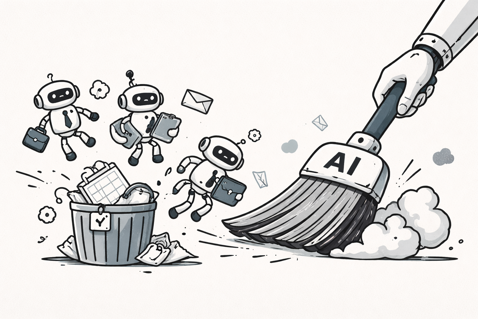 miotła zamiatająca roboty